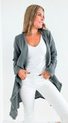 Seaside Breeze Drape Cardigan - Charcoal-150 Cardigans/Layers-V6-Coastal Bloom Boutique, find the trendiest versions of the popular styles and looks Located in Indialantic, FL