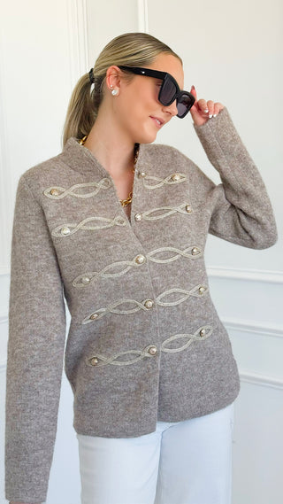 Luxe Link Knit Cardigan- Taupe