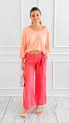 Breezy Elegant Linen Italian Pant- Coral-100 Pants-Italianissimo-Coastal Bloom Boutique, find the trendiest versions of the popular styles and looks Located in Indialantic, FL