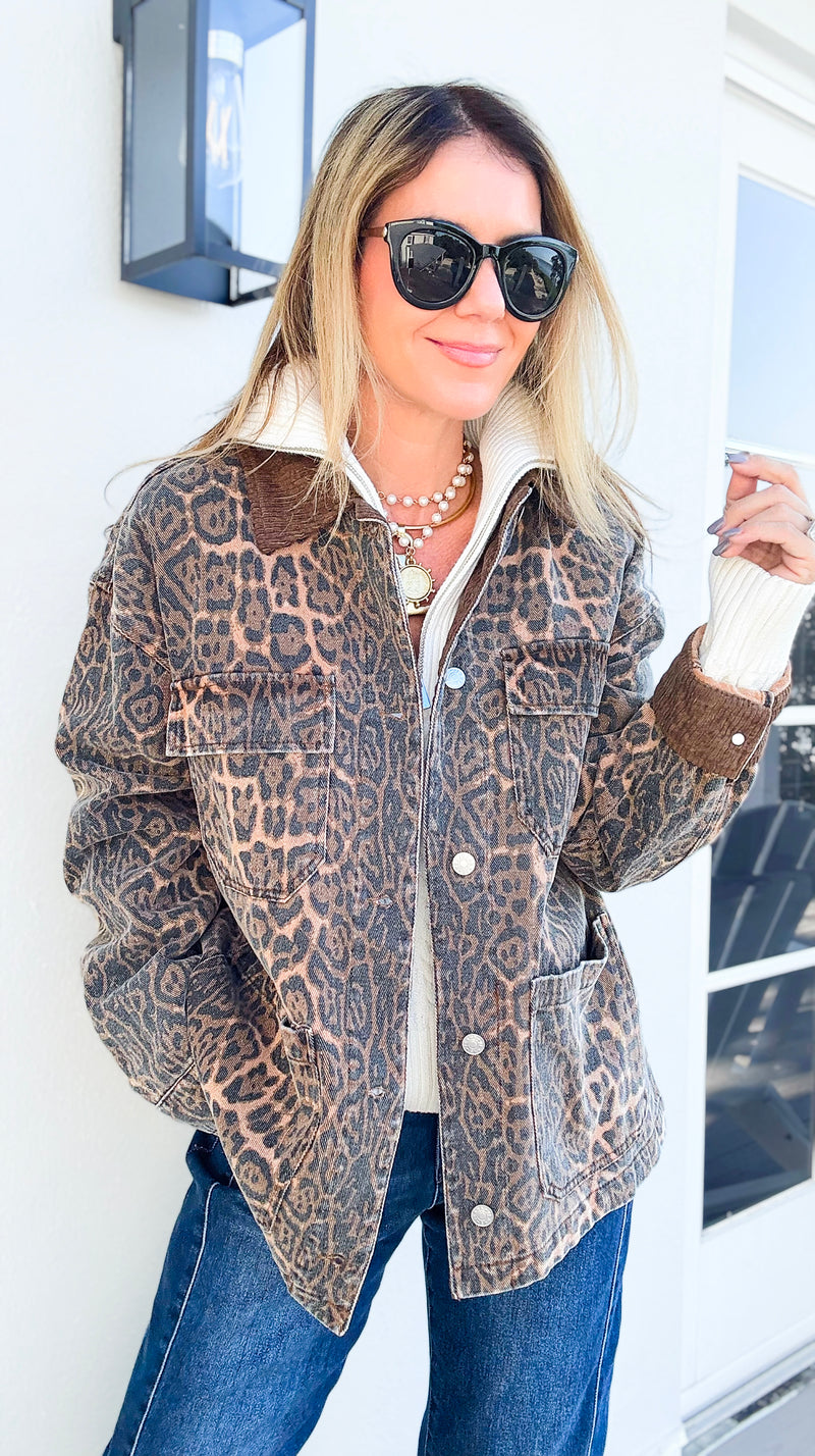 Wild Instinct Corduroy Collar Utility Jacket-160 Jackets-she + sky-Coastal Bloom Boutique, find the trendiest versions of the popular styles and looks Located in Indialantic, FL