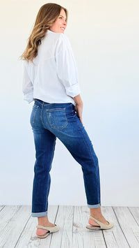 Capri High-Rise Denim Pants - Dark-190 Denim-Risen-Coastal Bloom Boutique, find the trendiest versions of the popular styles and looks Located in Indialantic, FL