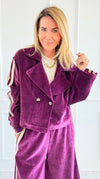 Tracked Threads Cropped Italian Jacket- Plum