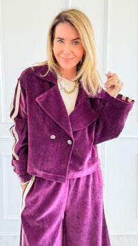 Tracked Threads Cropped Italian Jacket- Plum