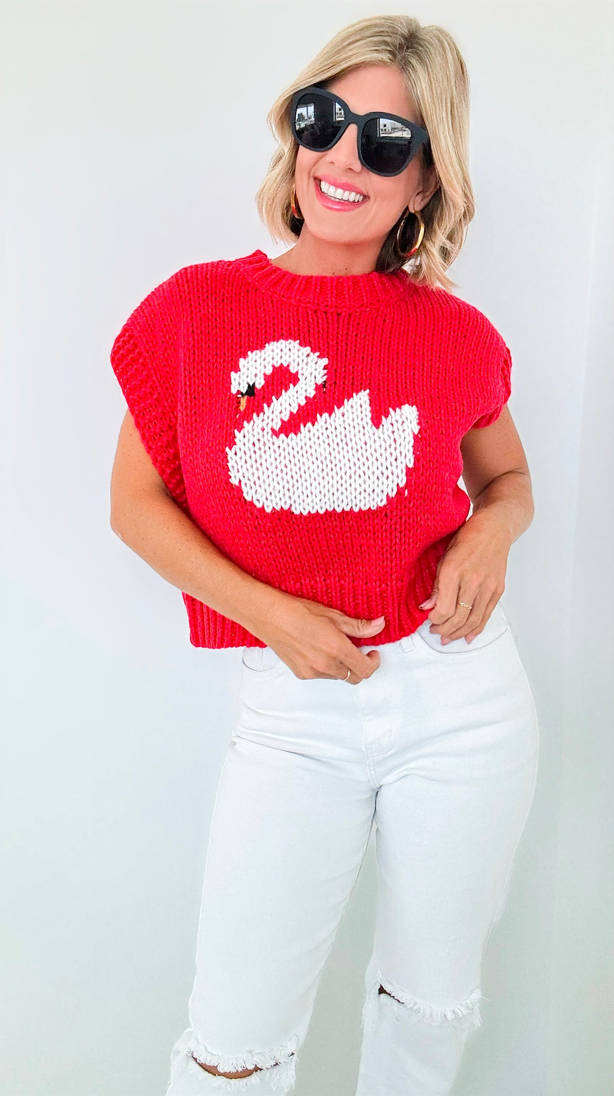 Lake Wings Knit Vest-Red-150 Cardigans/Layers-Dreamers-Coastal Bloom Boutique, find the trendiest versions of the popular styles and looks Located in Indialantic, FL