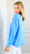 Soho Italian Boatneck Pullover - Periwinkle-140 Sweaters-Italianissimo-Coastal Bloom Boutique, find the trendiest versions of the popular styles and looks Located in Indialantic, FL