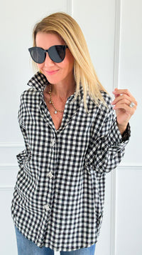 Checked-In Italian Woven Top-110 Long Sleeve Tops-TATTOO Z-Coastal Bloom Boutique, find the trendiest versions of the popular styles and looks Located in Indialantic, FL