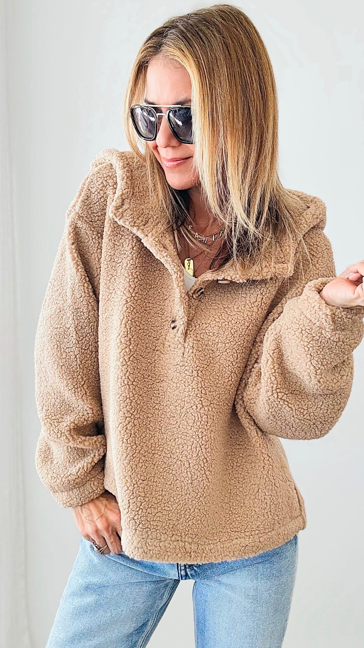 Knit Button up Pocket Pullover-150 Cardigans/Layers-Rousseau-Coastal Bloom Boutique, find the trendiest versions of the popular styles and looks Located in Indialantic, FL
