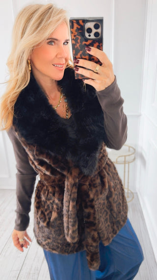 Belted Animal Print Vest