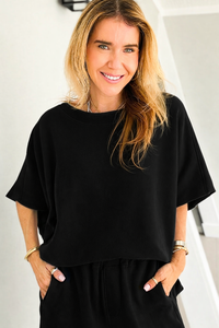 Eileen Relaxed Everyday Lounge Top - Black