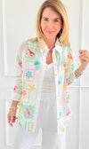 Seashell Souvenir Button Down Top-110 Long Sleeve Tops-Taelynn-Coastal Bloom Boutique, find the trendiest versions of the popular styles and looks Located in Indialantic, FL