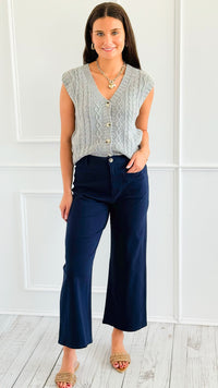 Hot Ticket Wide Leg Pants - Navy-100 Pants-ENTRO-Coastal Bloom Boutique, find the trendiest versions of the popular styles and looks Located in Indialantic, FL