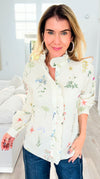Garden Daydream Ruffled Collared Top-130 Long Sleeve Tops-JODIFL-Coastal Bloom Boutique, find the trendiest versions of the popular styles and looks Located in Indialantic, FL