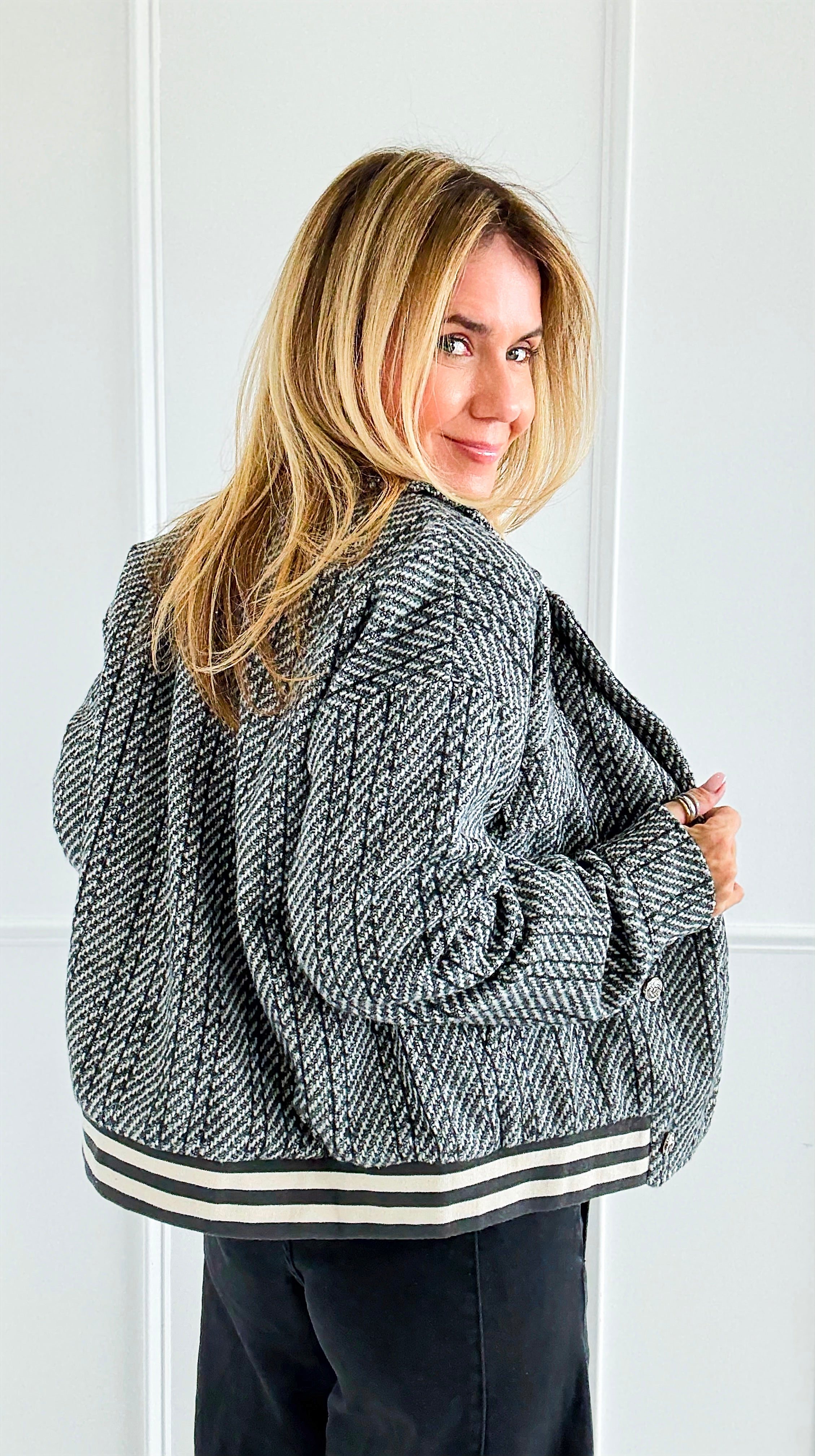 City Signal Bomber Jacket-160 Jackets-mystree-Coastal Bloom Boutique, find the trendiest versions of the popular styles and looks Located in Indialantic, FL