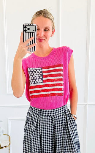 Star-Spangled Sequin Knit Top
