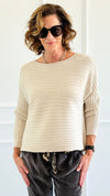 Wavy Lines Italian Pullover- Ecru-140 Sweaters-Aute-Coastal Bloom Boutique, find the trendiest versions of the popular styles and looks Located in Indialantic, FL