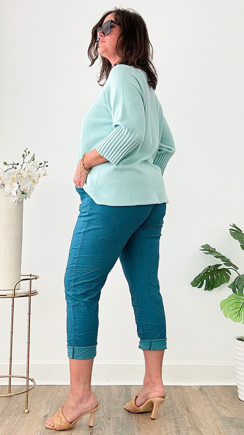 Curvy Love Endures Italian Jogger - Dark Teal-180 Joggers-Germany-Coastal Bloom Boutique, find the trendiest versions of the popular styles and looks Located in Indialantic, FL