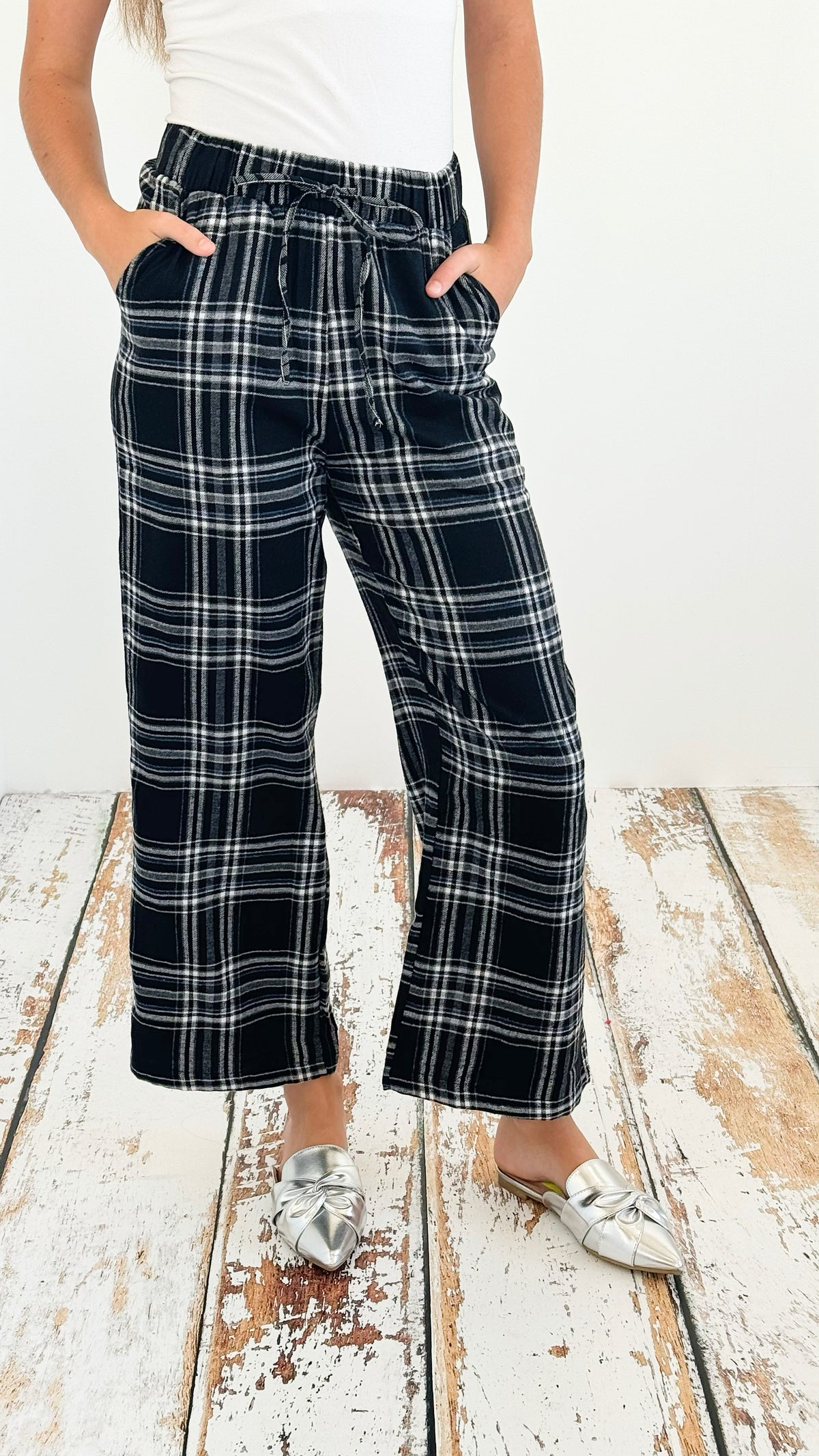 Classic Comfort Plaid Pijama Pants - Black-210 Loungewear/Sets-Love Poem-Coastal Bloom Boutique, find the trendiest versions of the popular styles and looks Located in Indialantic, FL