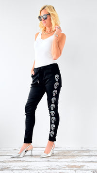 Skull Wish List Italian Joggers- Black-pants-Italianissimo-Coastal Bloom Boutique, find the trendiest versions of the popular styles and looks Located in Indialantic, FL