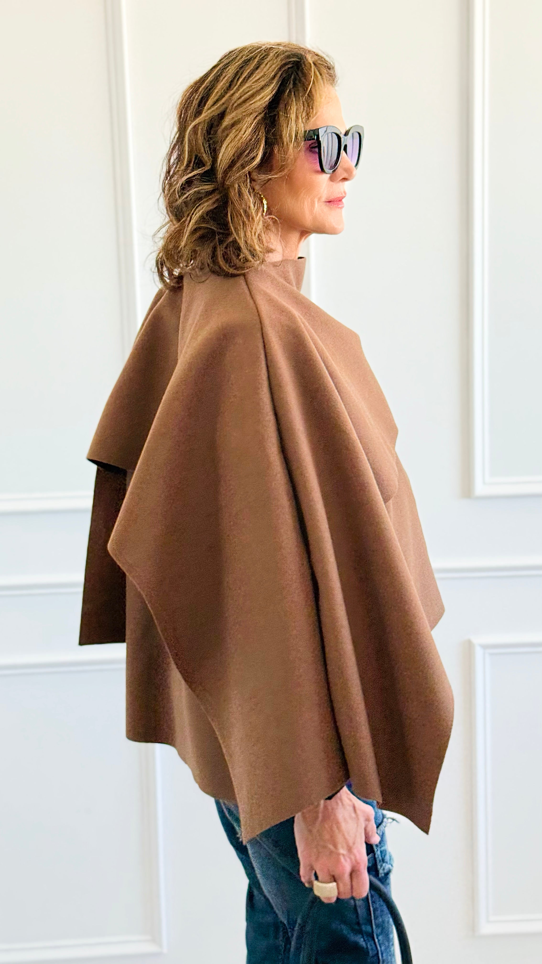 Modern & Elegance Italian Shawl Jacket- Camel-150 Cardigans/Layers-SEE YOU IN ROME-Coastal Bloom Boutique, find the trendiest versions of the popular styles and looks Located in Indialantic, FL