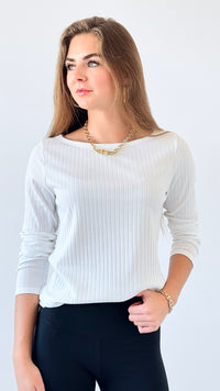 Cozy Ribbed Long Sleeve Top-110 Long Sleeve Tops-Yummie-Coastal Bloom Boutique, find the trendiest versions of the popular styles and looks Located in Indialantic, FL