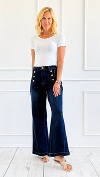Marine-Style Wide Leg Jeans-170 Bottoms-Q2-Coastal Bloom Boutique, find the trendiest versions of the popular styles and looks Located in Indialantic, FL