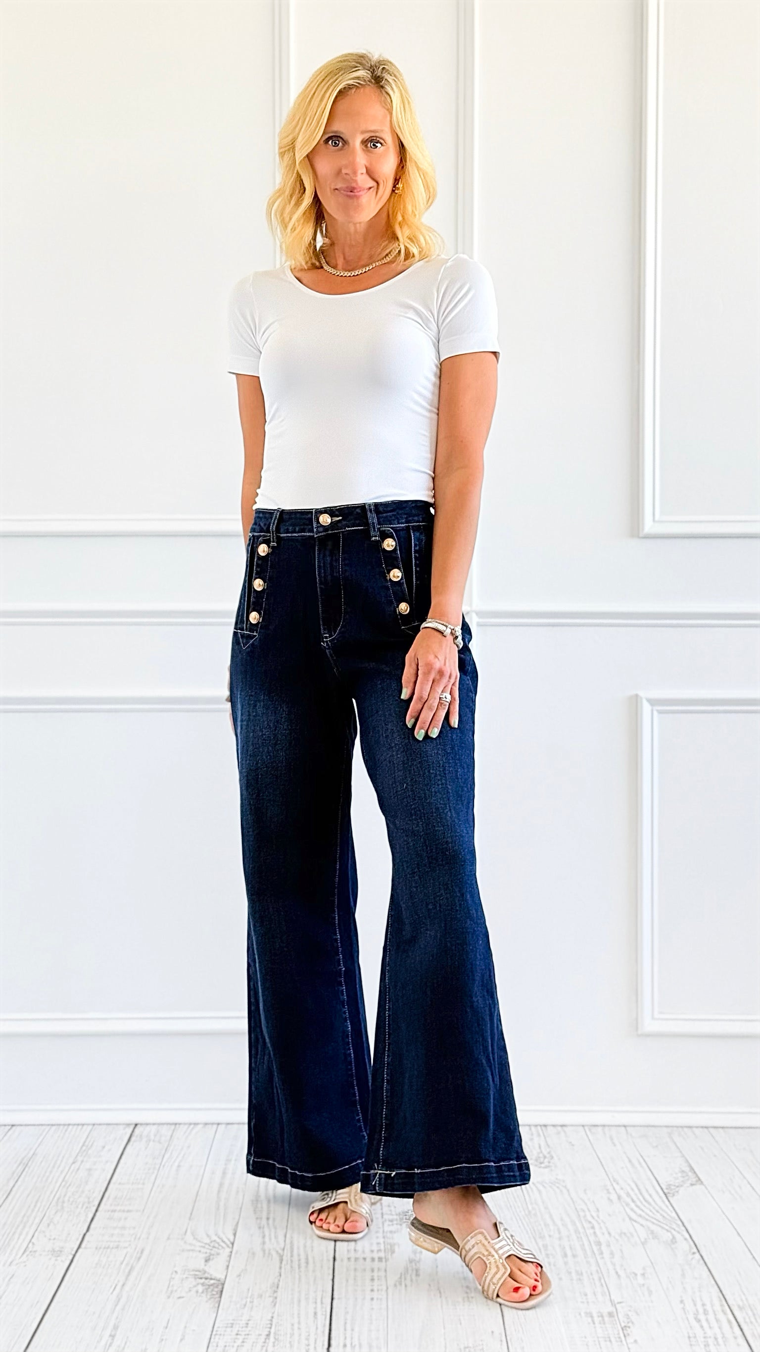 Marine-Style Wide Leg Jeans-170 Bottoms-Q2-Coastal Bloom Boutique, find the trendiest versions of the popular styles and looks Located in Indialantic, FL