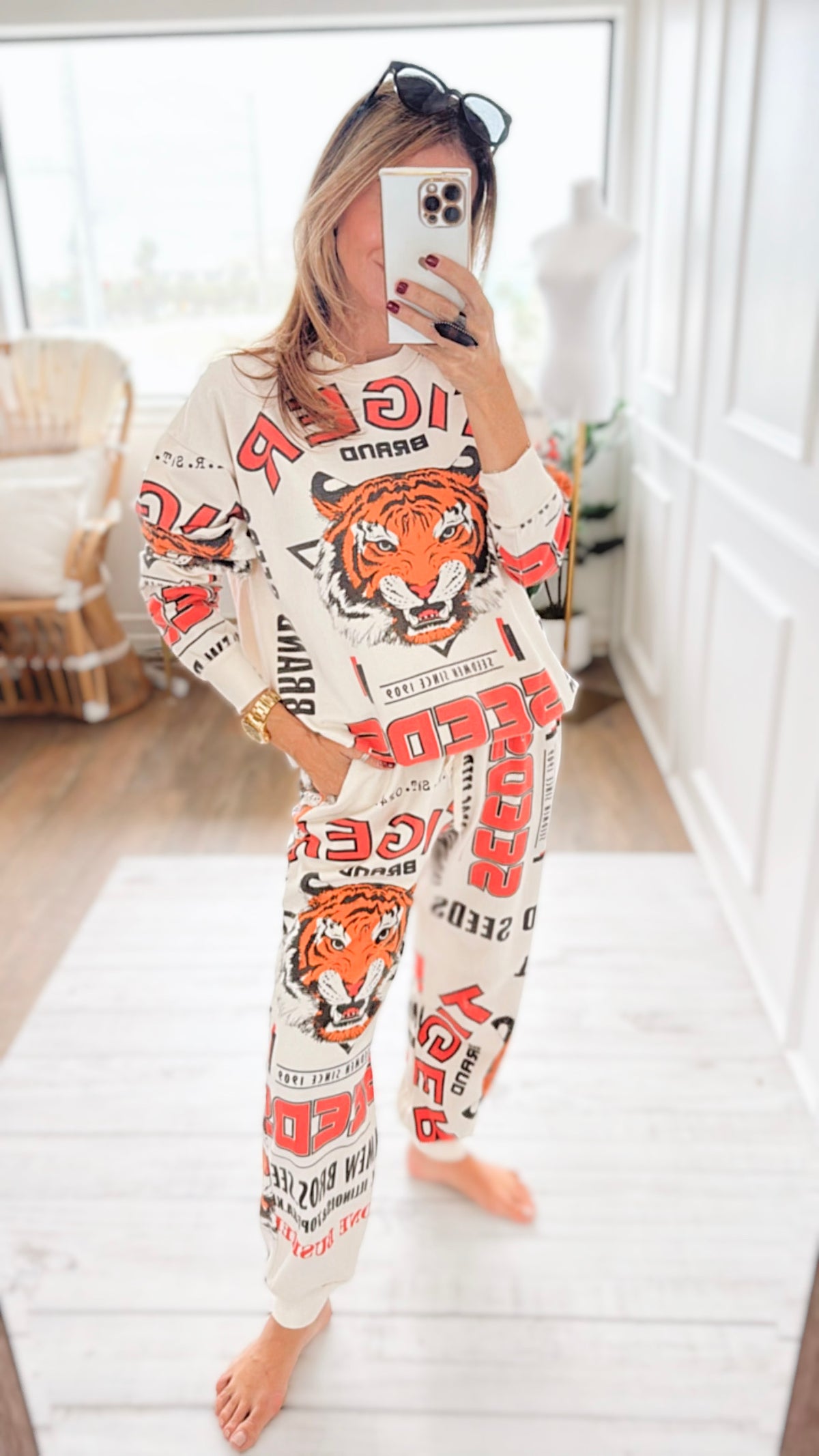 Tiger Seeds-Block Print Jogger Pant-100 Pants-L.A SOUL-Coastal Bloom Boutique, find the trendiest versions of the popular styles and looks Located in Indialantic, FL
