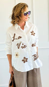 La Vie Est Belle Italian Woven Top-110 Long Sleeve Tops-TATTOO Z-Coastal Bloom Boutique, find the trendiest versions of the popular styles and looks Located in Indialantic, FL