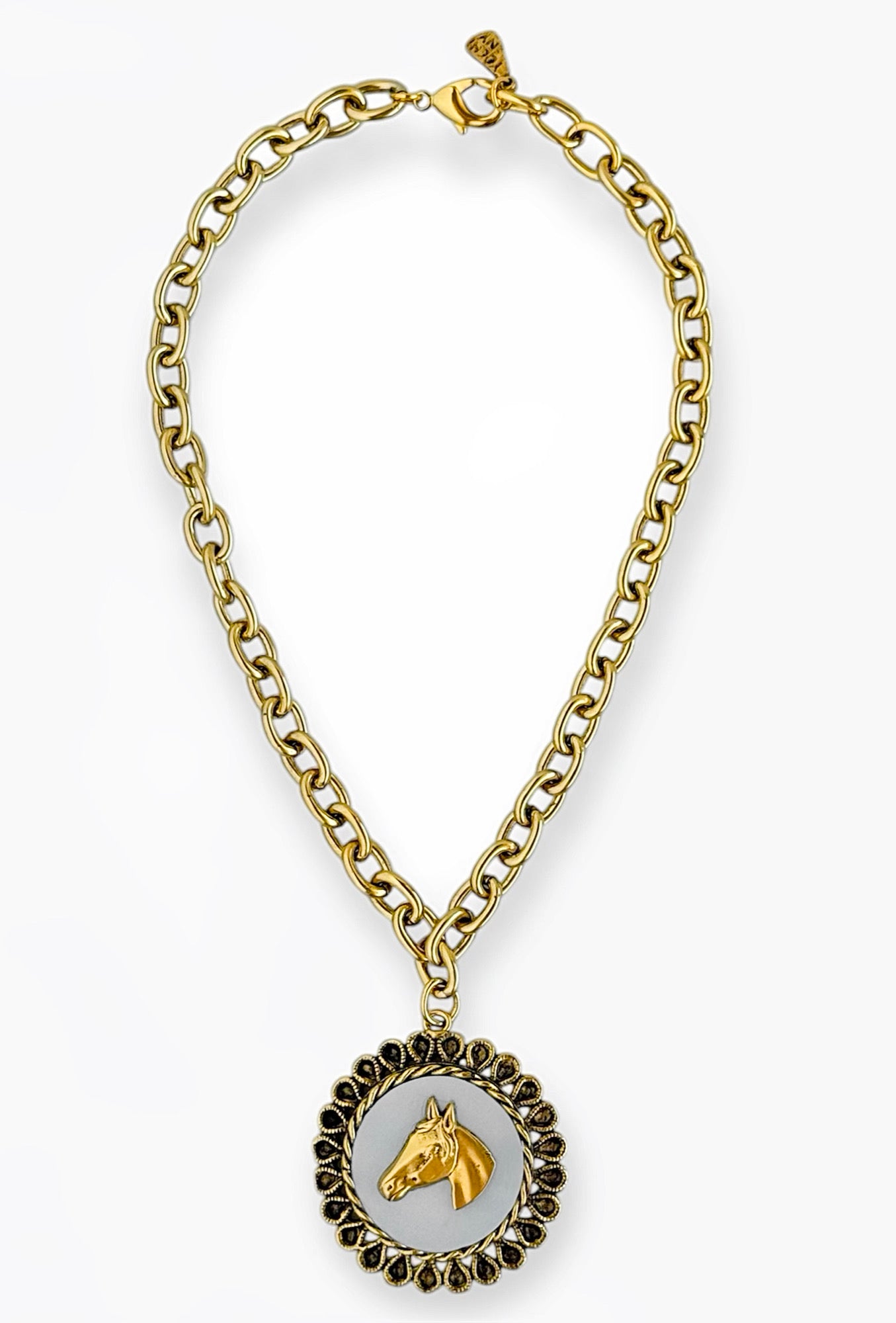 Chunky Horsebit Head Necklace-230 Jewelry-YOCHI-Coastal Bloom Boutique, find the trendiest versions of the popular styles and looks Located in Indialantic, FL