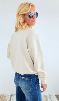 Bonita Relaxed Fleece Sweatshirt- cream-140 Sweaters-reflex-Coastal Bloom Boutique, find the trendiest versions of the popular styles and looks Located in Indialantic, FL