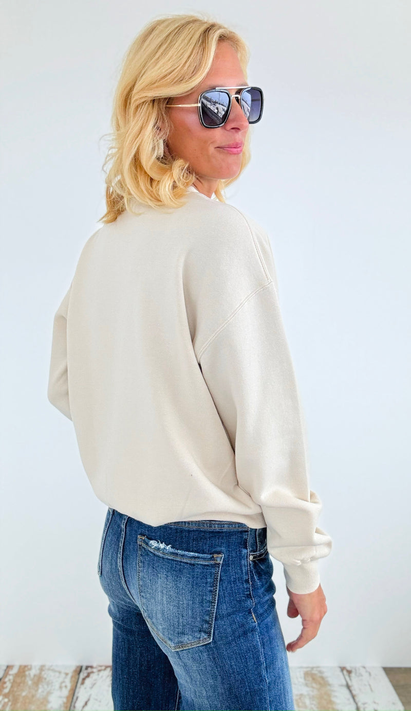 Bonita Relaxed Fleece Sweatshirt- cream-140 Sweaters-reflex-Coastal Bloom Boutique, find the trendiest versions of the popular styles and looks Located in Indialantic, FL