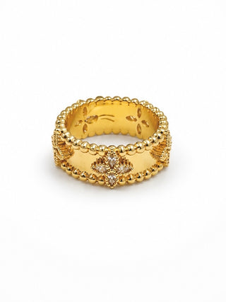 CZ Flower Station Band Ring