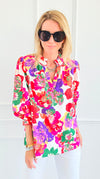 Palette Bloom Long Sleeve Blouse-110 Long Sleeve Tops-JODIFL-Coastal Bloom Boutique, find the trendiest versions of the popular styles and looks Located in Indialantic, FL