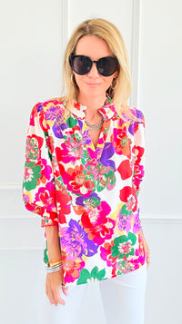 Palette Bloom Long Sleeve Blouse-110 Long Sleeve Tops-JODIFL-Coastal Bloom Boutique, find the trendiest versions of the popular styles and looks Located in Indialantic, FL