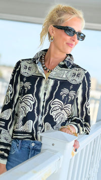 Palm Story Button Down Top