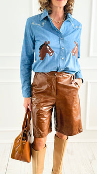 Luxe Faux Leather Italian Short-170 Bottoms/Shorts-AZUL MONACO-Coastal Bloom Boutique, find the trendiest versions of the popular styles and looks Located in Indialantic, FL
