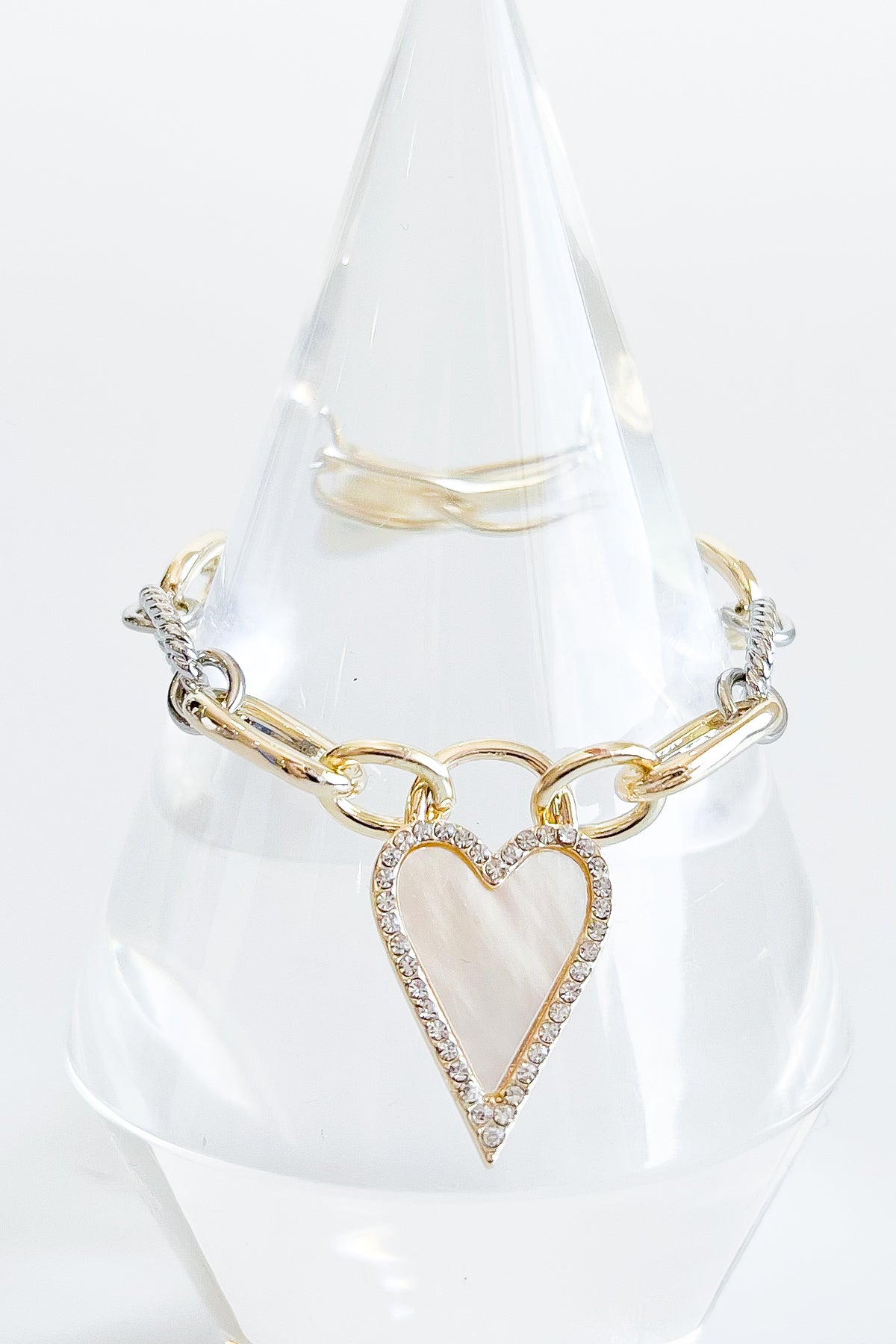 Mother of Pearl Heart Toggle Bracelet-230 Jewelry-Wona Trading-Coastal Bloom Boutique, find the trendiest versions of the popular styles and looks Located in Indialantic, FL