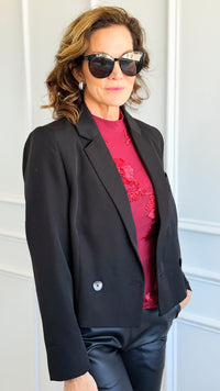 City Muse Cropped Blazer - Black-160 Jackets-oddi-Coastal Bloom Boutique, find the trendiest versions of the popular styles and looks Located in Indialantic, FL