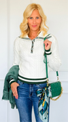 Seabreeze Cable Knit Sailor Sweater - Off White-140 Sweaters-LOVE TREE-Coastal Bloom Boutique, find the trendiest versions of the popular styles and looks Located in Indialantic, FL
