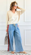 Wild Edge Wide-Leg Denim Pants - Red-190 Denim-JODIFL-Coastal Bloom Boutique, find the trendiest versions of the popular styles and looks Located in Indialantic, FL