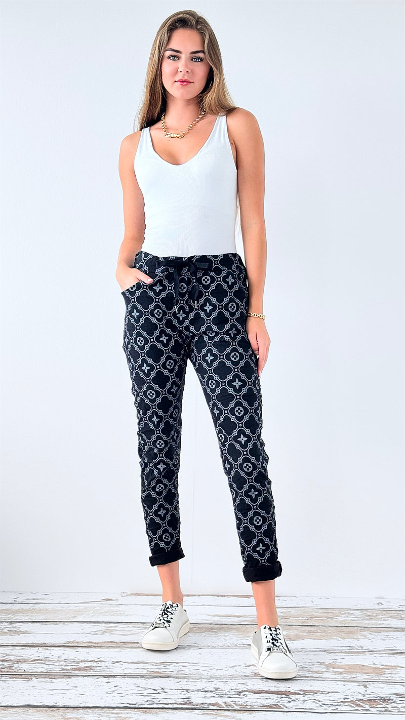 Clover Italian Joggers- Black-pants-Italianissimo-Coastal Bloom Boutique, find the trendiest versions of the popular styles and looks Located in Indialantic, FL