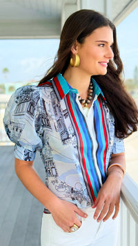 City Lines Button-Up Blouse