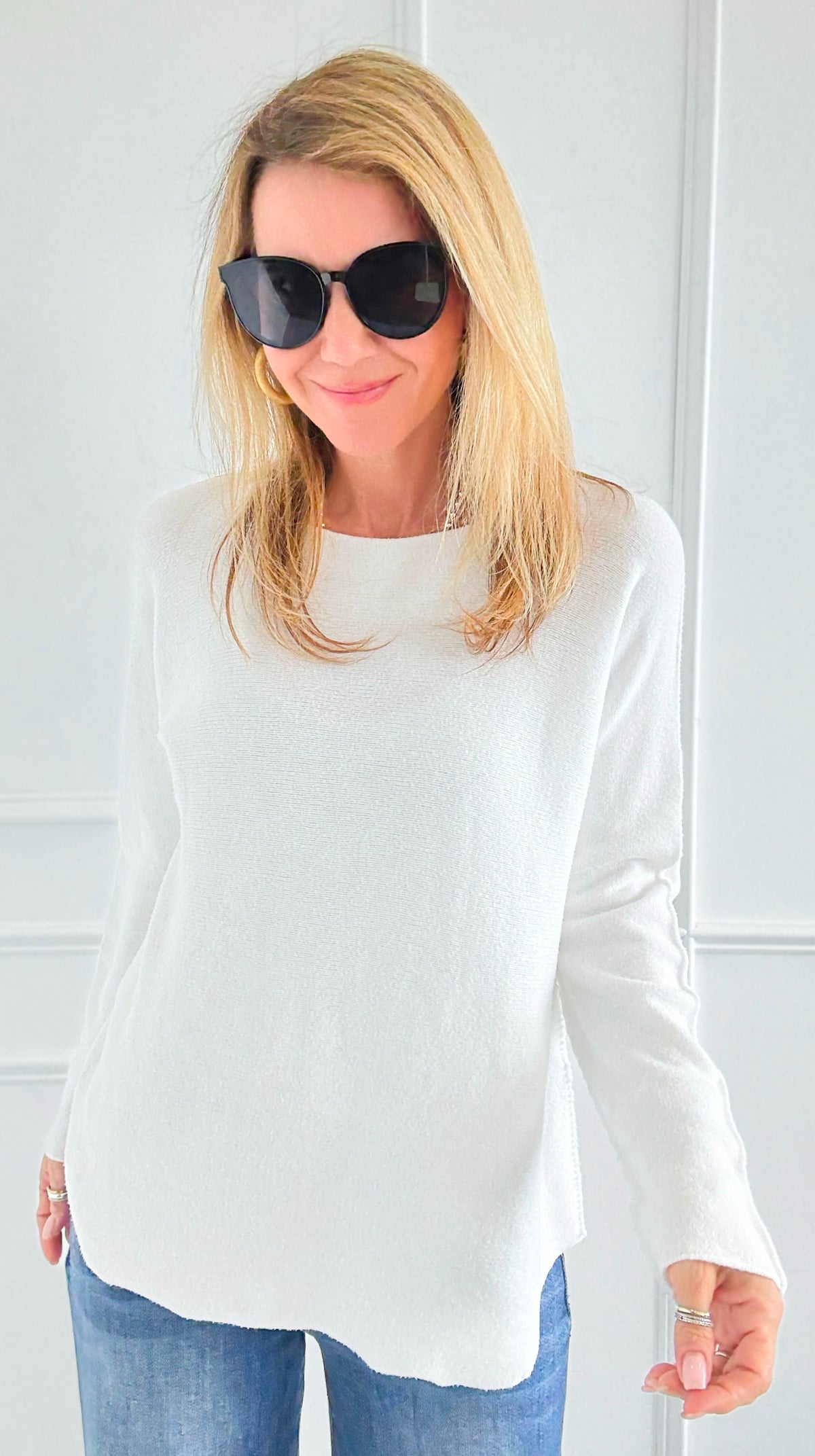 Soho Italian Boatneck Pullover - Ivory-140 Sweaters-Italianissimo-Coastal Bloom Boutique, find the trendiest versions of the popular styles and looks Located in Indialantic, FL
