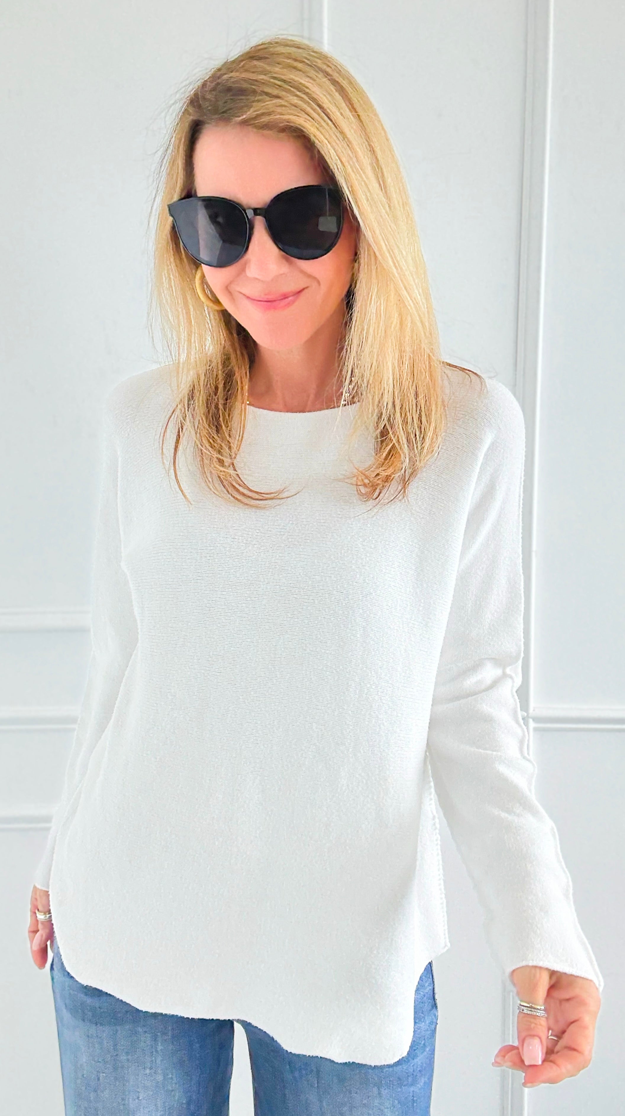 Soho Italian Boatneck Pullover - Ivory-140 Sweaters-Italianissimo-Coastal Bloom Boutique, find the trendiest versions of the popular styles and looks Located in Indialantic, FL