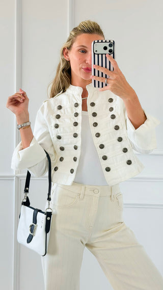 Military Denim Jacket - White