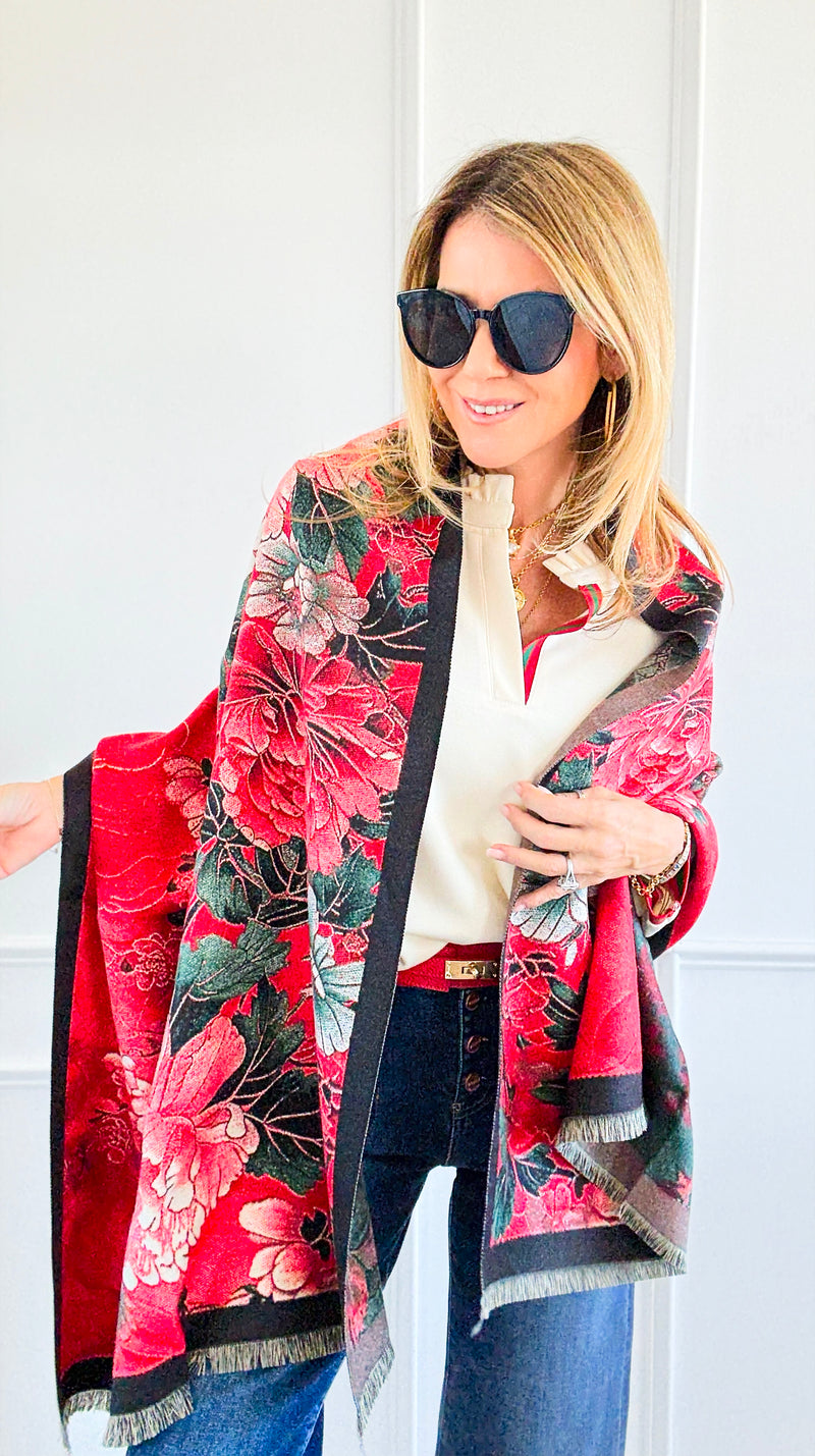 Imperial Peony Blanket Scarf-260 Other Accessories-Original USA-Coastal Bloom Boutique, find the trendiest versions of the popular styles and looks Located in Indialantic, FL