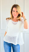 Summer Mesh Italian Knit Top- White-140 Sweaters-Italianissimo-Coastal Bloom Boutique, find the trendiest versions of the popular styles and looks Located in Indialantic, FL