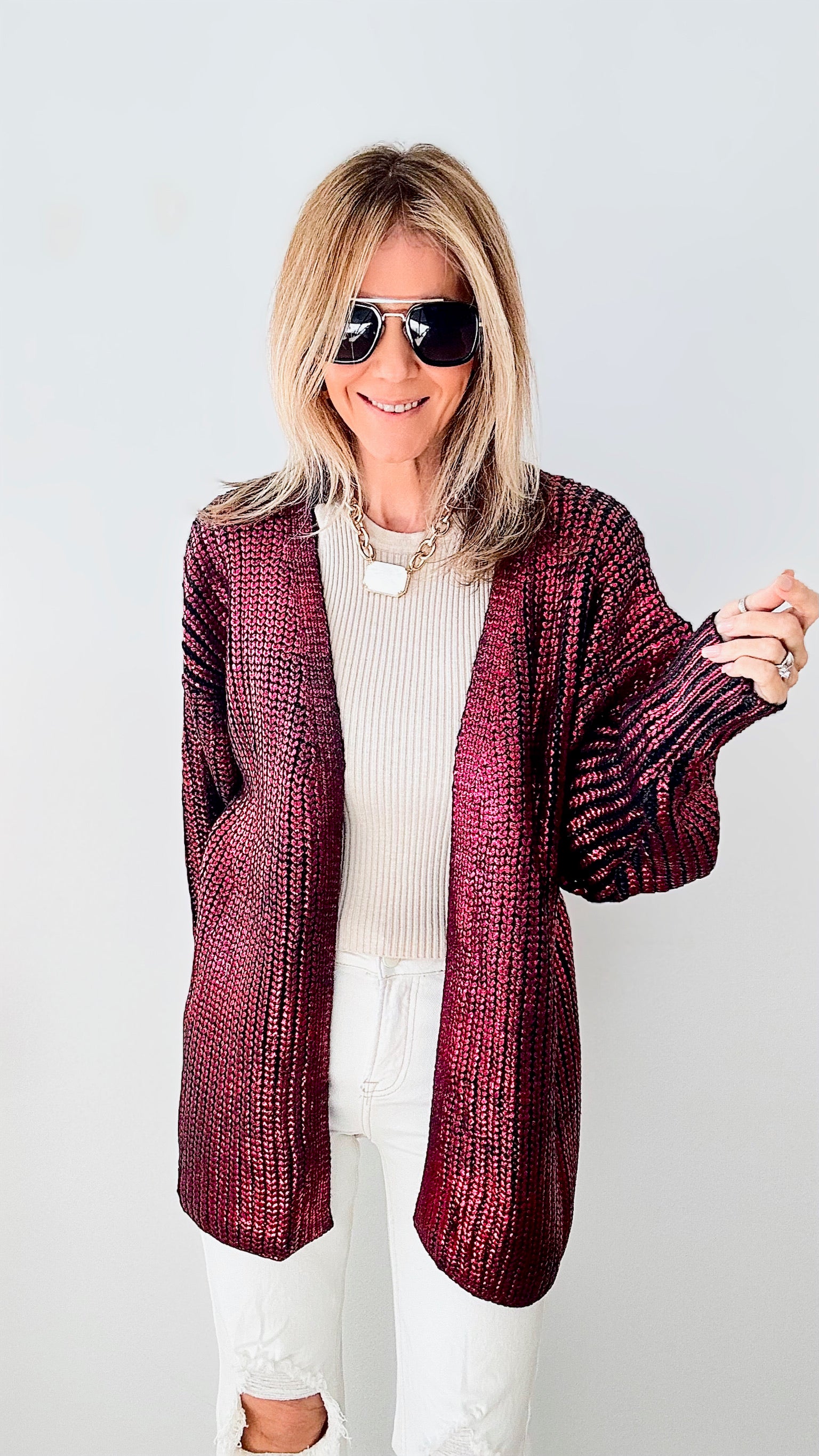 Nightingale Chunky Knit Cardigan - Fuchsia – Coastal Bloom