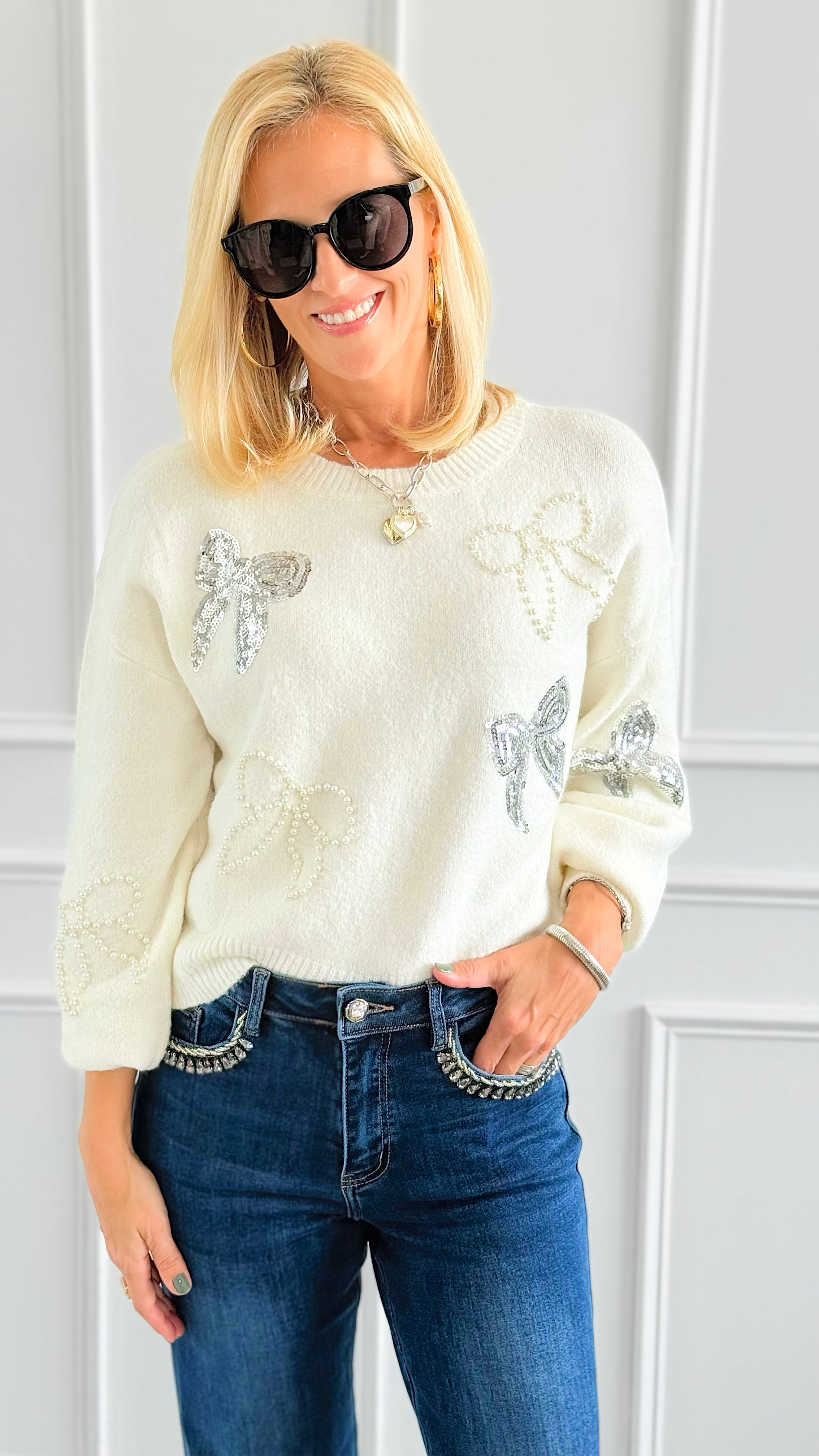 Take A Bow Sweater - Ivory-140 Sweaters-Dreamers-Coastal Bloom Boutique, find the trendiest versions of the popular styles and looks Located in Indialantic, FL