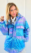 Glowing Luxe Puffer Jacket - Blue-140 Sweaters-Rousseau-Coastal Bloom Boutique, find the trendiest versions of the popular styles and looks Located in Indialantic, FL